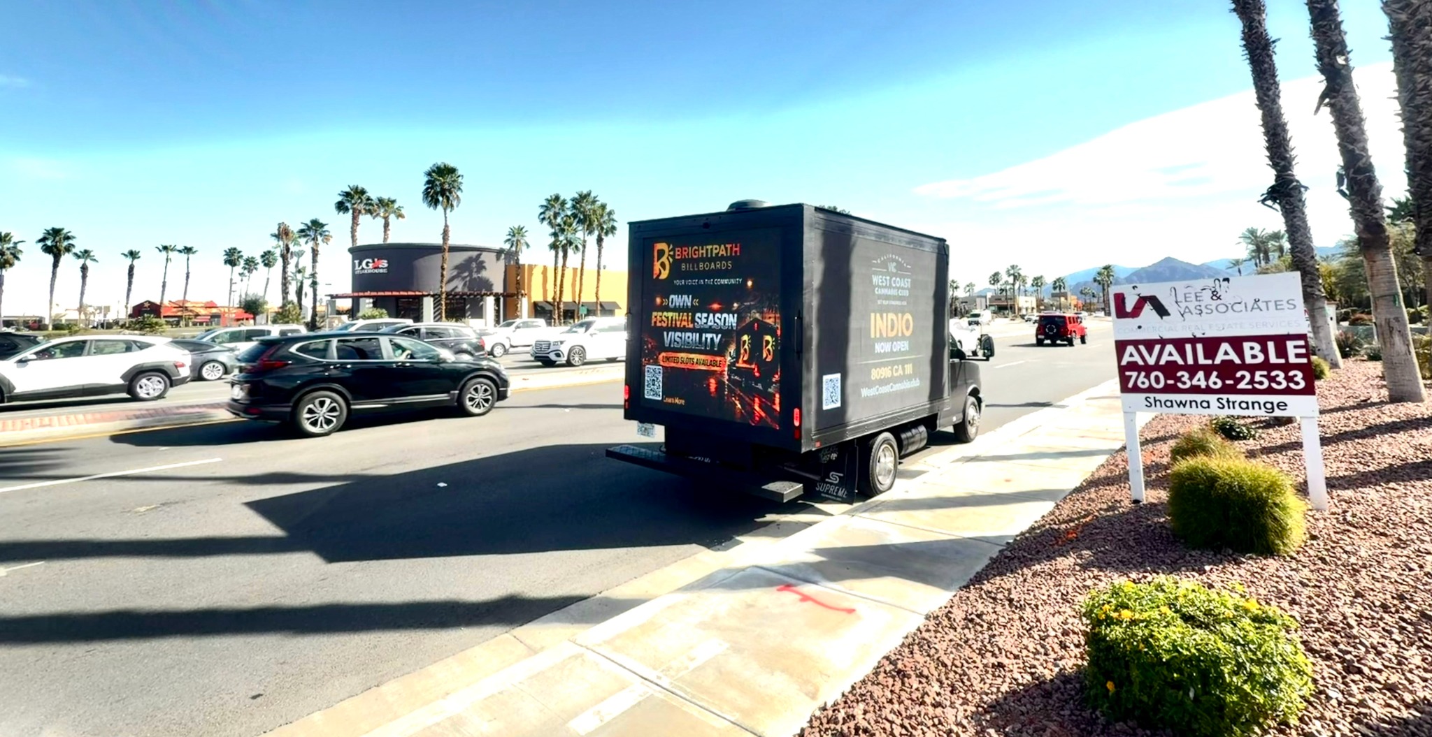 BrightPath mobile LED vehicle operating on a Coachella Valley roadway